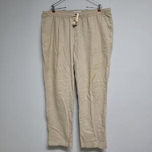 Saddlebred Linen Cotton Drawsting Pants Mens XL Beige
